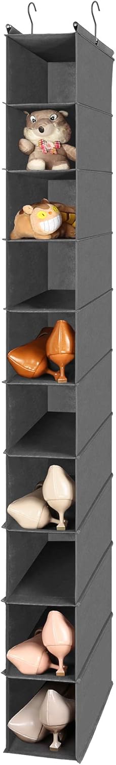 MAX Houser 10-Shelf Hanging Shoe Shelf Organizer, Pack of 2 for Closet Storage, Grey
