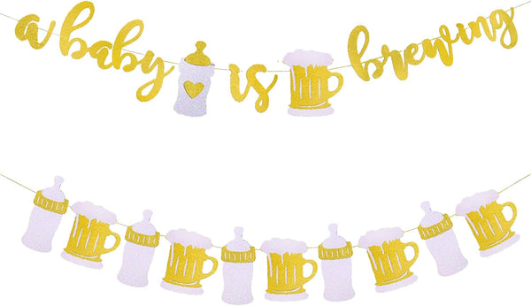 A Baby is Brewing Baby Shower Banner - Diaper Party Decor for Gender Reveal and Pregnancy Celebration
