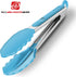 Set of 2 Kitchen Tongs, 9-Inch & 12-Inch Premium Stainless Steel Locking Silicone Grilling Barbeque Food Tong, Blue
