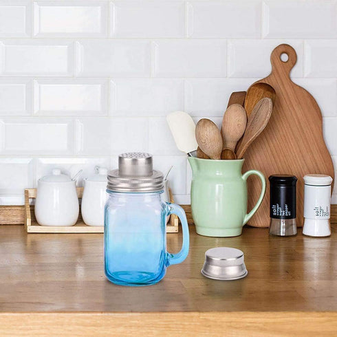 2-Pack Mason Jar Shaker Lids, Compact Stainless Steel Screw Top, Silver, Dishwasher Safe