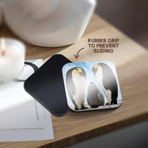 3dRose LLC CST_4180_2 Emperor Penguin Family Soft Coasters, Set of 8