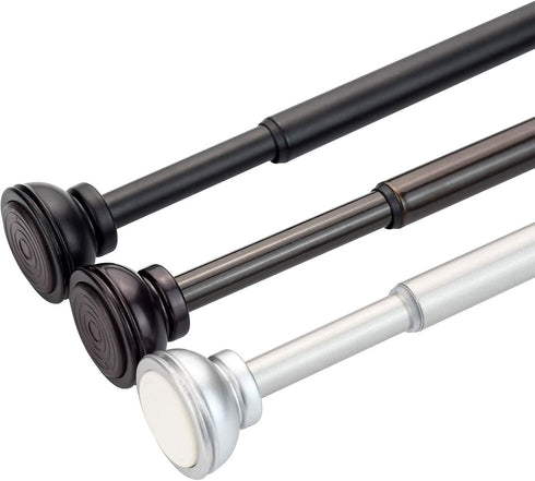 KXLIFE 2 Pack Decorative Tension Curtain Rod, 1/2-inch Nickle Drapery Rod for Window, (36-60 Inches)