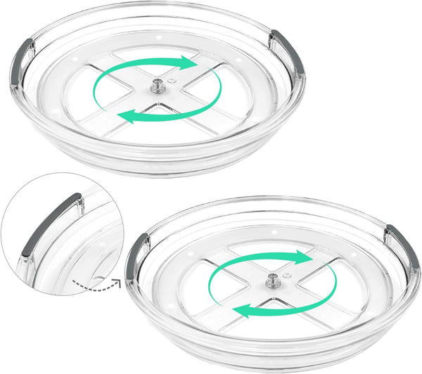 Clear Lazy Susan Organizer Turntable, 9.25 Inch 2 Pack, 360 Rotating Makeup Organizer for Vanity, Kitchen Storage Rack,