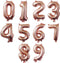 10 pcs Rose Gold Mylar Balloons, 16inch Number Foil Balloons 0~9 for Birthday Wedding Party Decorations