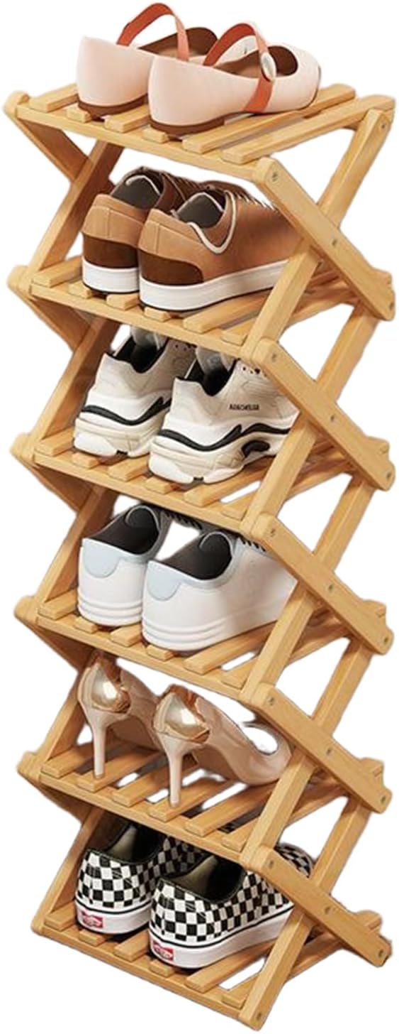 YYW Bamboo Shoe Rack for Entryway, Free Standing Shoe Racks Shelf Closet,