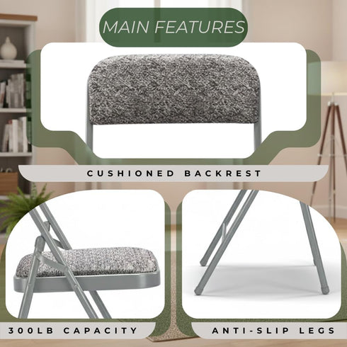 Pack 2 (2-Pack Amazing for less of (Fabric/Vinyl) Steel Frame Metal Foam Padded Folding Chairs (Black, Gray, White)