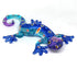 ZOOCRAFT Glass Gecko Figurine, Blue Miniature Hand Blown Lampwork Animal Statue Decor