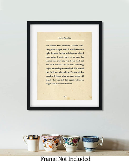 Govivo I've Learned... - Maya Angelou Book Quote Wall Art Decor Print on Beige Background - Unframed 8x10 Artwork