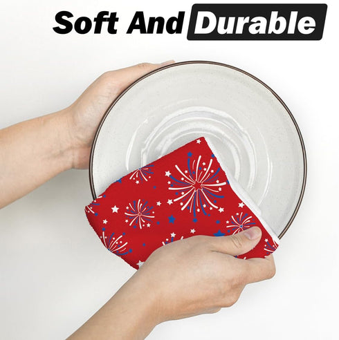 4th 18x26 Inch Set 2 Artoid Mode Red Stars Firework America Patriotic of July Kitchen Towels Dish Towels, Memorial Day
