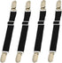 Bed Sheet Clips Holder Straps, Adjustable Elastic Mattress Grippers Fasteners - Black Set of 4