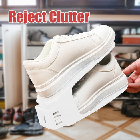 Soerreo (20 Set,White) Shoe Slot Storage Box Adjustable Shoe Rack Save Space Suitable for High Low Heels, Sneakers