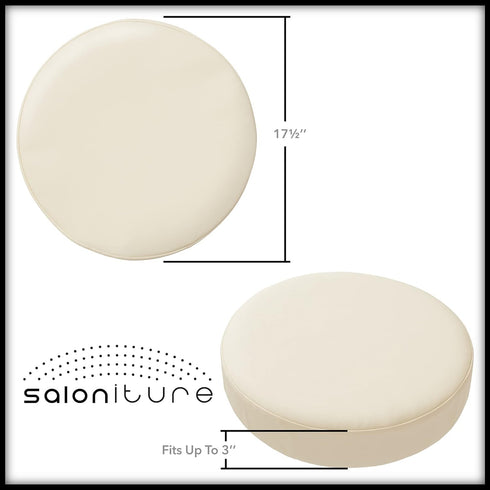 2-Pack 17-1/2 Inch Saloniture Round Stool Seat Cover, Waterproof Slipcover for Swivel Chair or Barstool - Cream