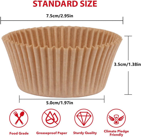Standard Natural Cupcake Liners for Baking 200 Counts - Caperci Greaseproof Muffin Baking Cups for Wedding Birthday Party Baby Shower Festivals (Natural) by Caperci