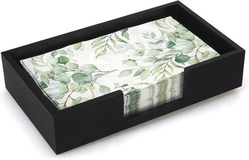 Black Wooden Napkin Holder, Guest Towels Holder for Bathroom, Modern Kitchen Napkin Holder for Table Countertop Paper