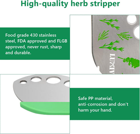 Herb Stripper 9 Holes, Luxiv Stainless Steel Kitchen Tool for LooseLeaf Kale, Chard, Collard Greens, Thyme, Basil,