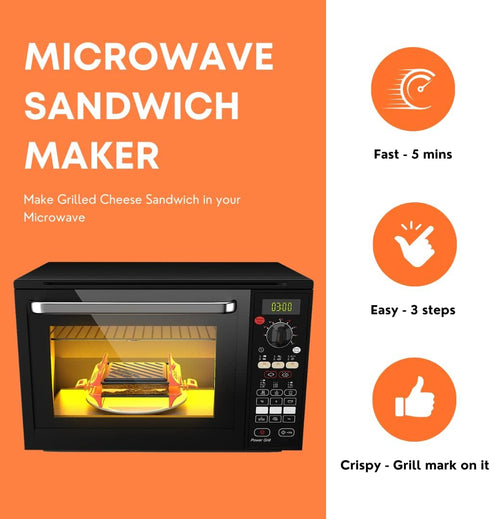 Microwave Sandwich Maker, Panini Press Grill Tray Crisper, Fast and Dishwasher Safe