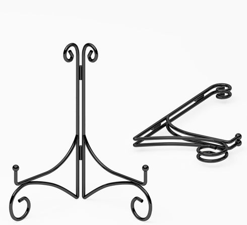 Iron Plate Stand for Display with Folding Design, 12 Inch Large Easels for Books, Art Pieces, Photos, and Platters,