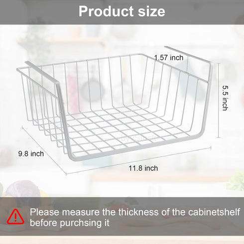 Under Shelf Basket, Metal Hanging Storage Bin for Kitchen Pantry, Slides Under Shelves for Space Saving Storage