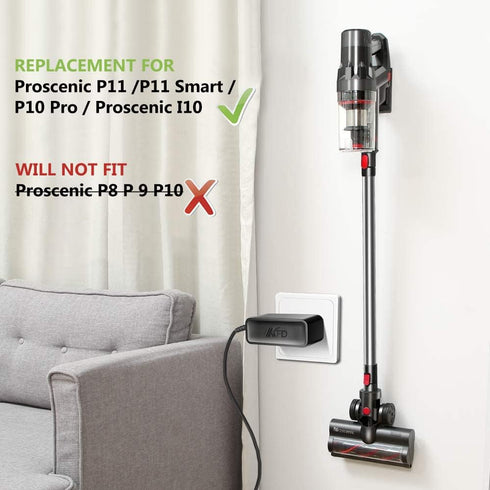 for Proscenic P11 Cordless Vaccum Charger,KFD AC Adapter for Proscenic P11 P11US ?i10 P10 Pro Cordless Vacuum Cleaner 450W Stick Handheld Carpet Floor 25000Pa 2500mAh Battery Power Supply Cord