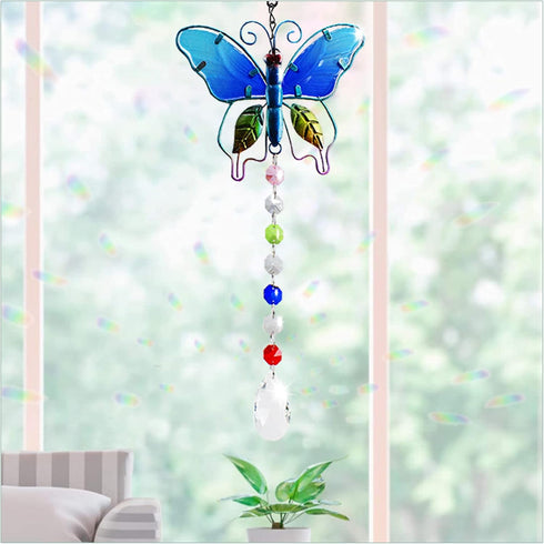 Andiker Crystal Suncatchers Hanging, Stained Glass Butterfly Crystal Ball Prisms Ornament, Rainbow Maker Home Dcor