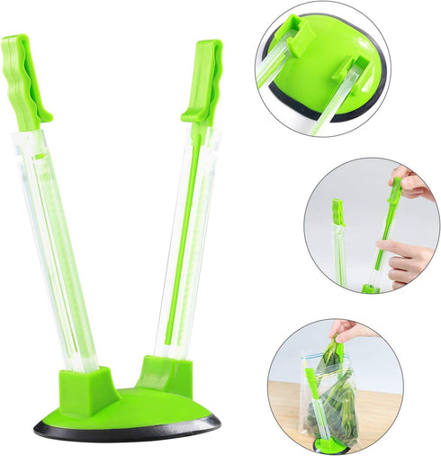 Baggy Rack - Pack of 2 Bag Holder for Plastic Bags, No-hands Food Storage Bag Holders