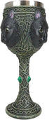 Ebros Wicca Mystical Witching Hour Black Cat Wine Goblet, 7oz Celtic Beverage Chalice with Green Gems