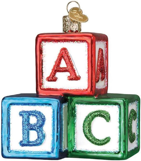 Old World Christmas ABC Blocks Blown Glass 2020 - Unique Christmas Ornaments for Tree Decorations