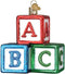 Old World Christmas ABC Blocks Blown Glass 2020 - Unique Christmas Ornaments for Tree Decorations
