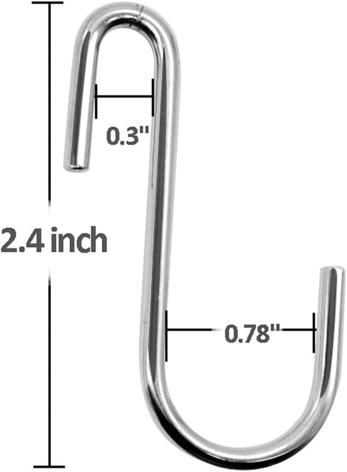Pack of 10 Heavy Duty S-Shape Hooks, Stainless Steel, 2.4" Pan Pot Holder Rack Hooks Hanging Hangers S Shaped Hooks for Kitchenware Pots Utensils Clothes Bags Towels Plants by LU2000
