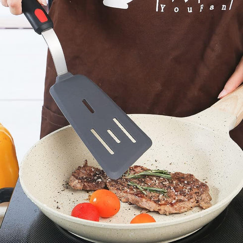 Hotec Silicone Spatula Turner Set of 3, 600°F Heat Resistant, Large Flexible Rubber Spatula for Nonstick Cookware