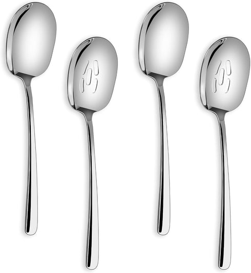 X-Large Serving Spoons Set, 12 Inch Slotted Spoon and Serving Spoon, Premium Silverware, Food-grade Stainless Steel,