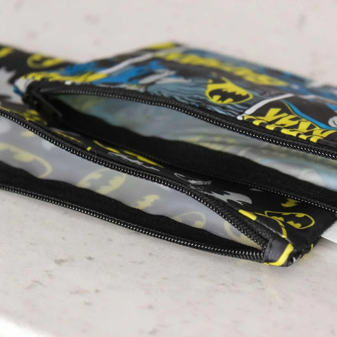 Bumkins DC Comics Batman Reusable Sandwich and Snack Bags, Washable Fabric, Waterproof Cloth Zip Bag, Large