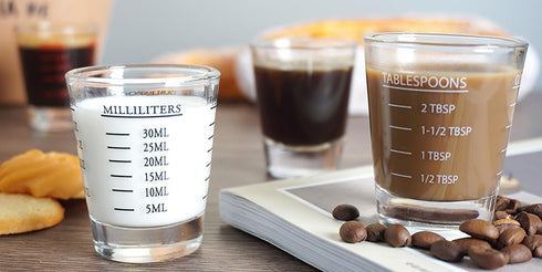 Shot Glasses Measuring Cup | Heavy Glass Wine Glass, 26-Incremental Measurement (2 pack-black 30ml)