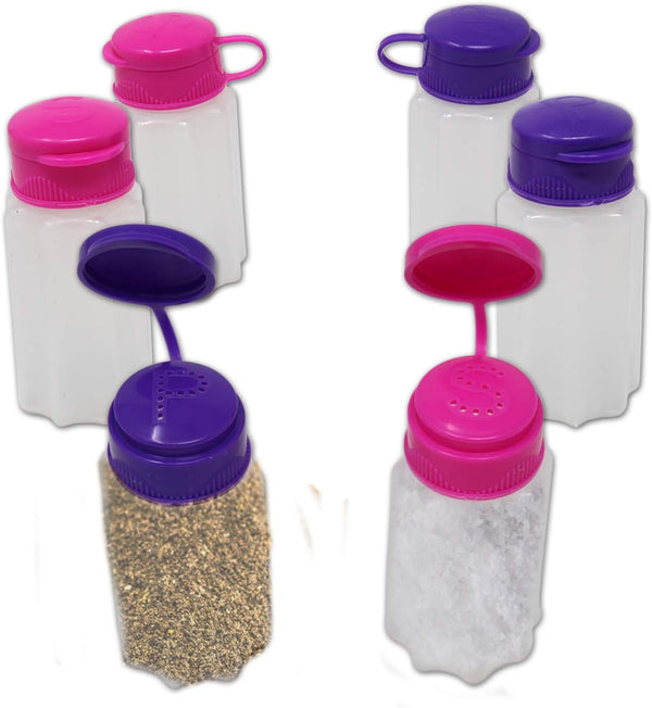Travel Size Salt and Pepper Shaker Set with Flip Lids, Spill-Proof Plastic Shakers for Cooking and Dining Outdoors (3