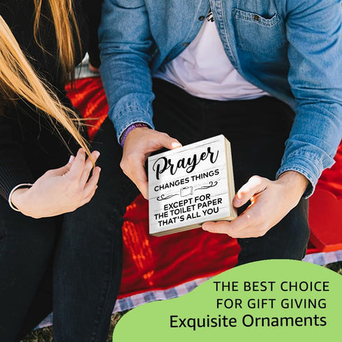 Prayer Changes Things Except for The Toilet Paper That's All You Wooden Sign Desk Decor for Home Office Washroom