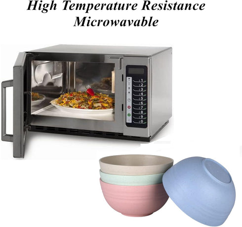 WANBY Lightweight Wheat Straw Cereal Bowls, Unbreakable Dinner Dishes, Dishwasher & Microwave Safe (Small 4 Pack 4.5')