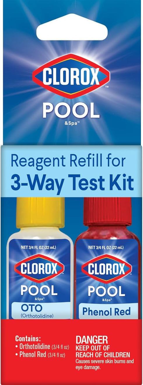 Clorox Pool&Spa Swimming Pool 3-Way Water Test Kit Refill Solutions, 0.5oz (Pack
