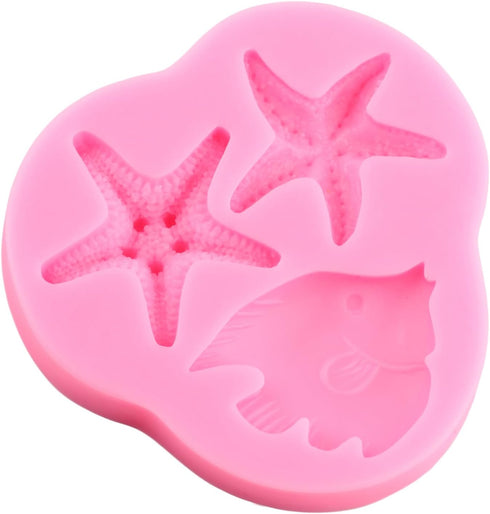 Marine Theme Silicone Mold, Starfish Fondant Molds for Cake Decoration, Cupcake Topper, Chocolate