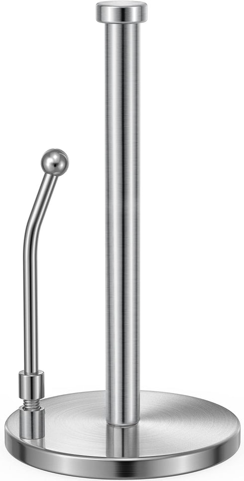 SMARTAKE Paper Towel Holder, Standing Weighted Base Non-Slip Dispenser with Spring Arm for Easy Tear