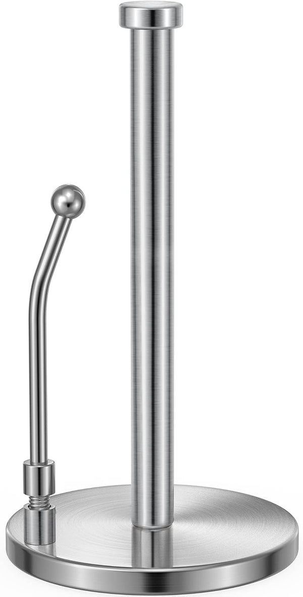 SMARTAKE Paper Towel Holder, Standing Weighted Base Non-Slip Dispenser with Spring Arm for Easy Tear