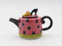 6 1/2 Inch Teapot, Pink and Black Polka Dot with High Heel Top Lid