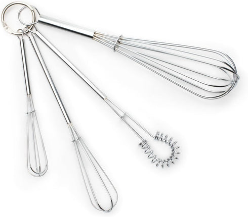 Fox Run Mini Whisks, Set of 4, Chrome Plated, Metallic, 8 x 2 x 1.75 inches