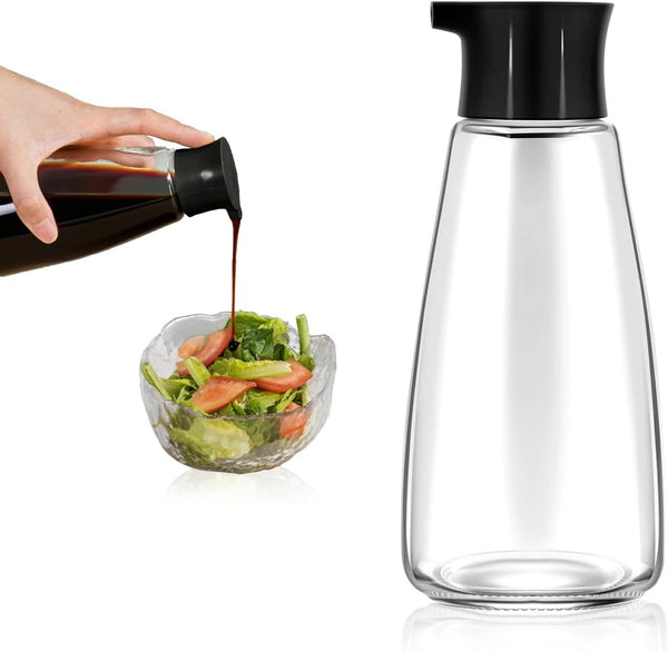 EQUNROY 1 Pcs Glass Soy Sauce Dispenser Bottle - 9.6 oz Cruet for