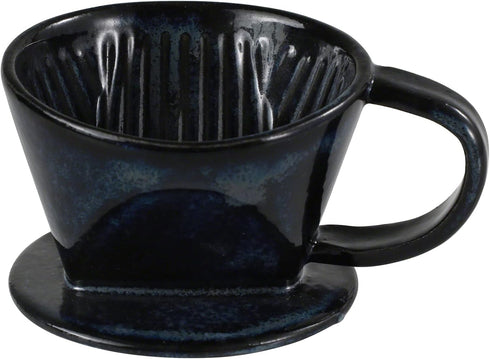 Asayu Japan Ceramic Coffee Pour Over Maker Set, Dark Navy Blue, Slow Brewing Paper Filter Holder and Dripper