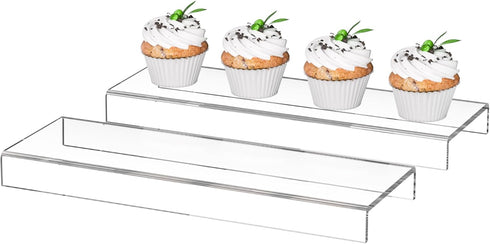 Sezanrpt Acrylic Shelf Riser 12x3.9x1 pack of 2, Clear Display Shelf 12