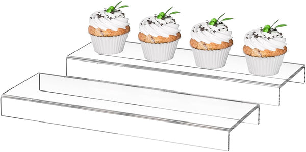 Sezanrpt Acrylic Shelf Riser 12x3.9x1 pack of 2, Clear Display Shelf 12