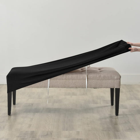 60inch FORCHEER Dining Bench Cover Velvet Black Bench Slipcover Stretch Bench Seat Protector for Bedroom, Kitchen