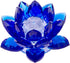 Amlong Crystal 3 Inch Sapphire Blue Lotus Flower Feng Shui Decor with Gift Box