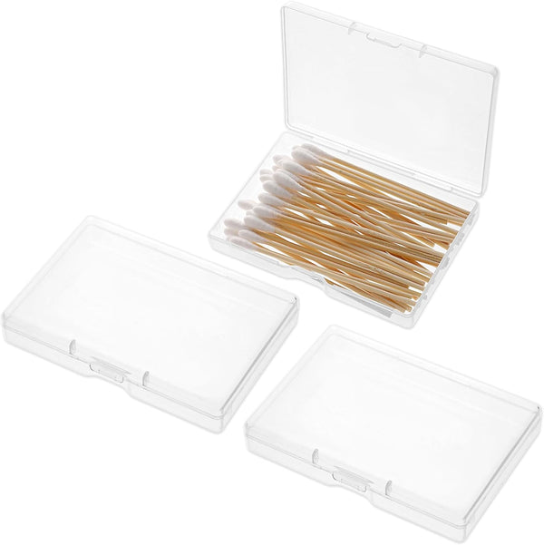 3 Pieces Portable Cotton Pad Holder, Bathroom Vanity Organizer for Cotton Rounds, Swabs, Floss (Transparent)