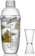 Homestia 2Pcs Plastic Cocktail Shaker Set, Hand Shaker Cup Mixer with Measuring Jigger for Bartending